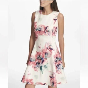 DKNY | Watercolor Garden Floral Sleeveless Shift Dress Size 10 Medium M